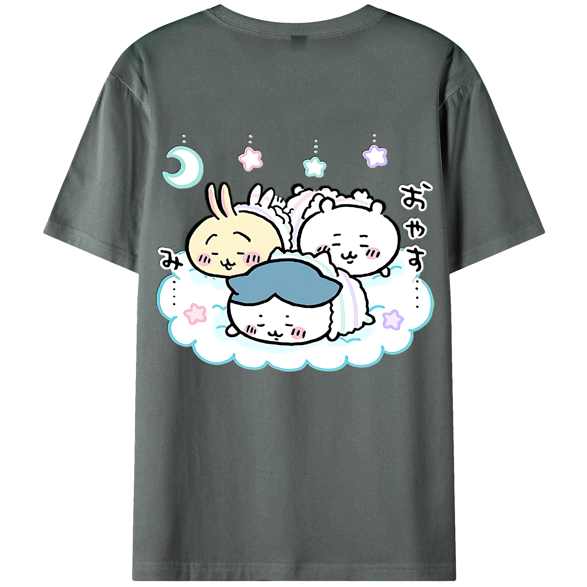 （画像用） ちいかわ ハチワレ Chii-kawa hachiware 綿100％ メンズ半袖Tシャツ（バックプリント） 通気性